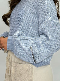 Warm Hearts, Chilly Weather Sweater- Blue