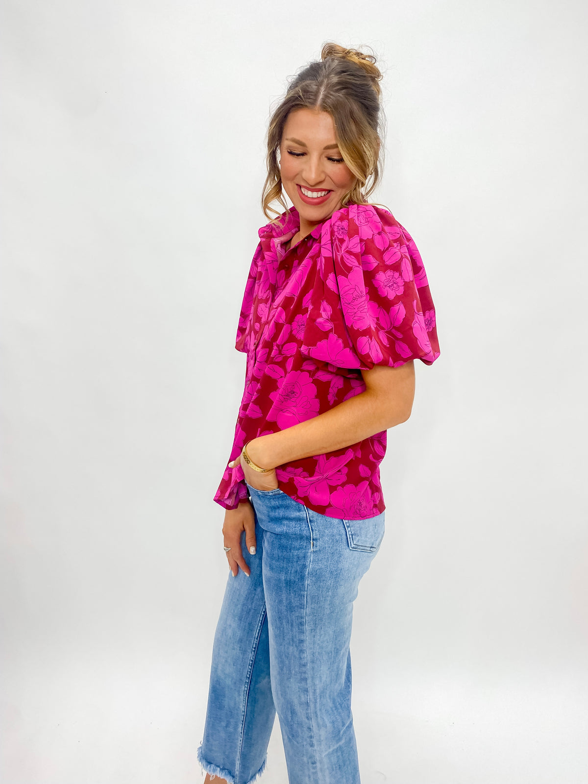 Sweetest Thoughts Padded Button Front Blouse