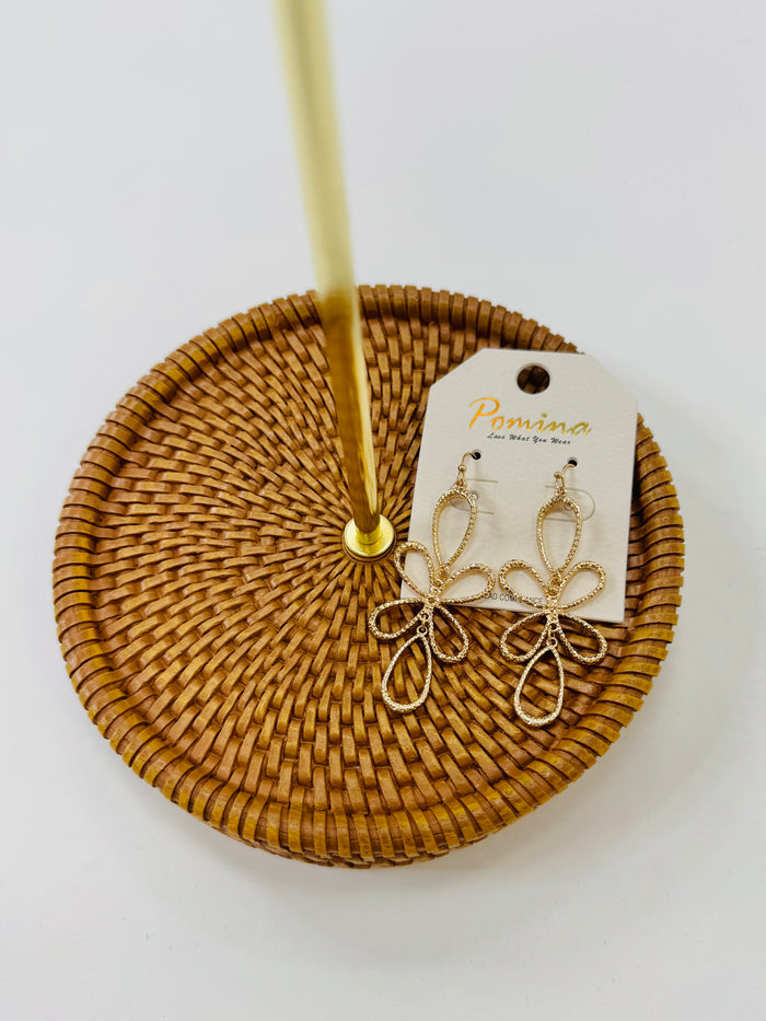 Threaded Flower Drop Earrings-Gold