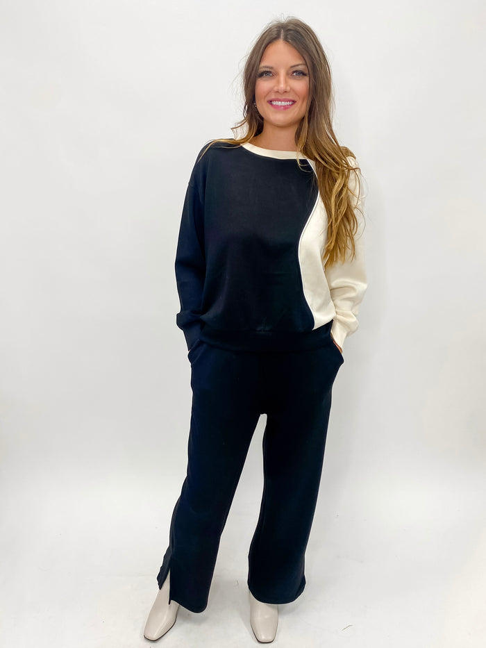 Back To Basics Split Hem Modal Pant Black