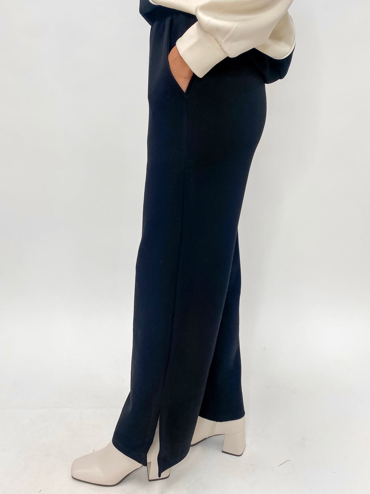 Back To Basics Split Hem Modal Pant Black