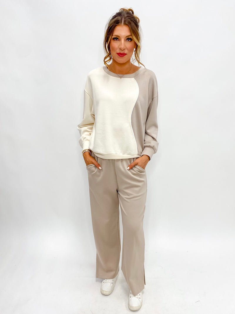 Back To Basics Split Hem Modal Pants Taupe