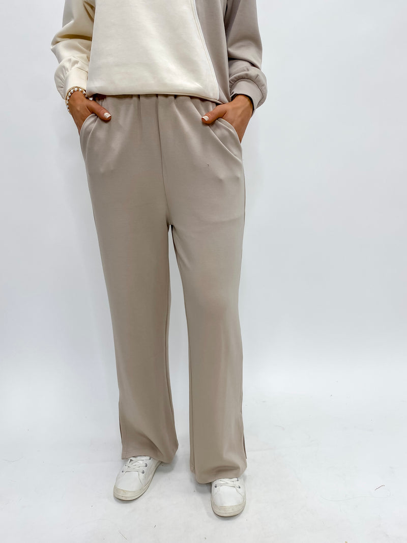 Back To Basics Split Hem Modal Pants Taupe