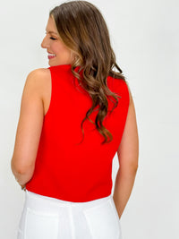 Crimson Tie Linen Vest
