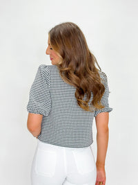 Gingham Tied V-Neck Top