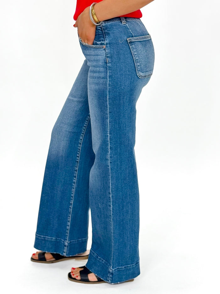 Risen High Rise Wide Seam Dark Wash Jeans