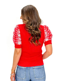 Cherry Bloom Embroidered Knit Top
