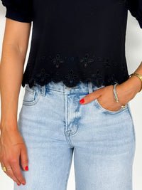 Midnight Bloom Eyelet Top