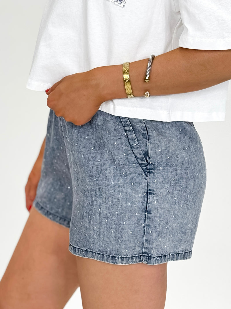 Stone Wash Sparkle Shorts