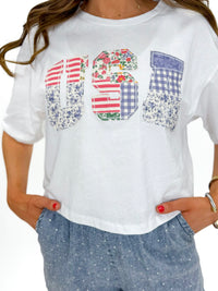Americana Spirit Patchwork Crop Tee