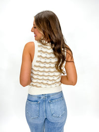 Sea Breeze Wave Knit Tank- Taupe