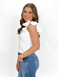 Celeste Ruffle Ribbed Top