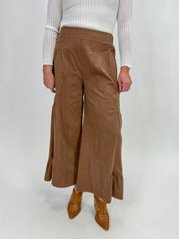 Chestnut Ruffle Hem Corduroy Pants