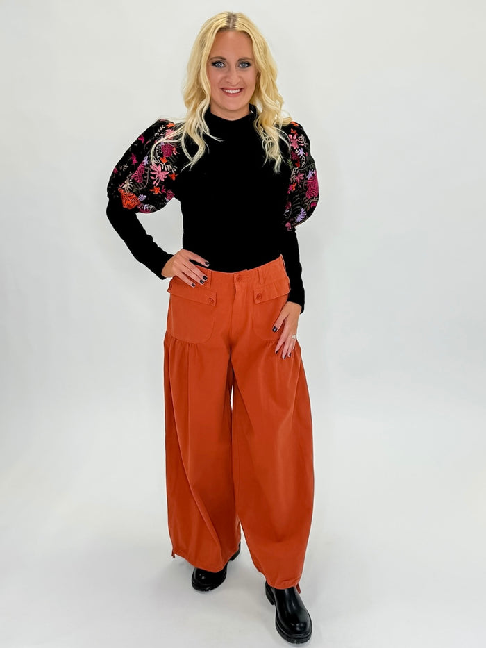 Enchanted Bloom Puff Top- Black