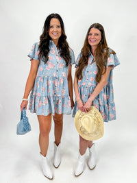 Sweet Rose Tiered Denim Dress