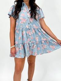 Sweet Rose Tiered Denim Dress