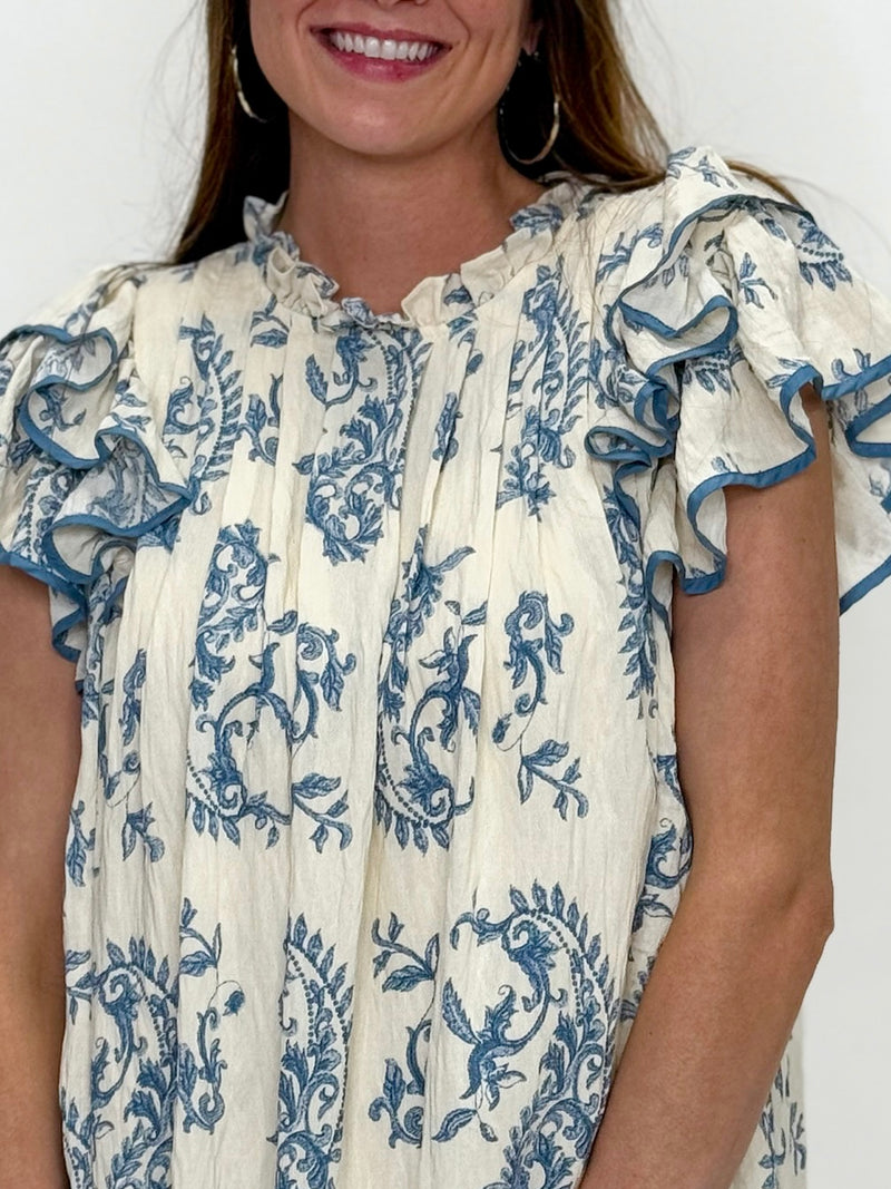 Paisley Breeze Ruffle Dress