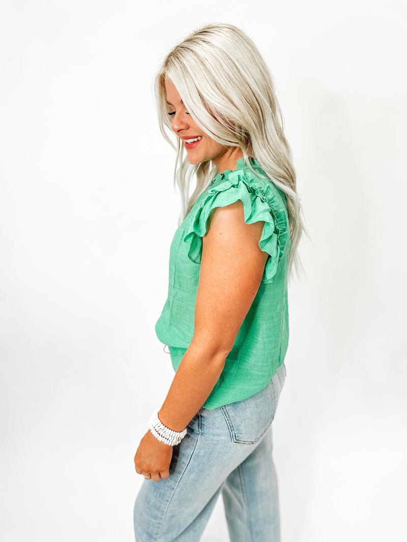 Next Level Ruffle Tank Green