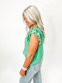 Next Level Ruffle Tank Green