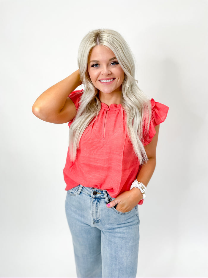 Next Level Ruffle Tank Coral