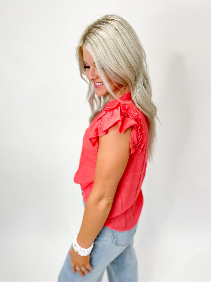 Next Level Ruffle Tank Coral