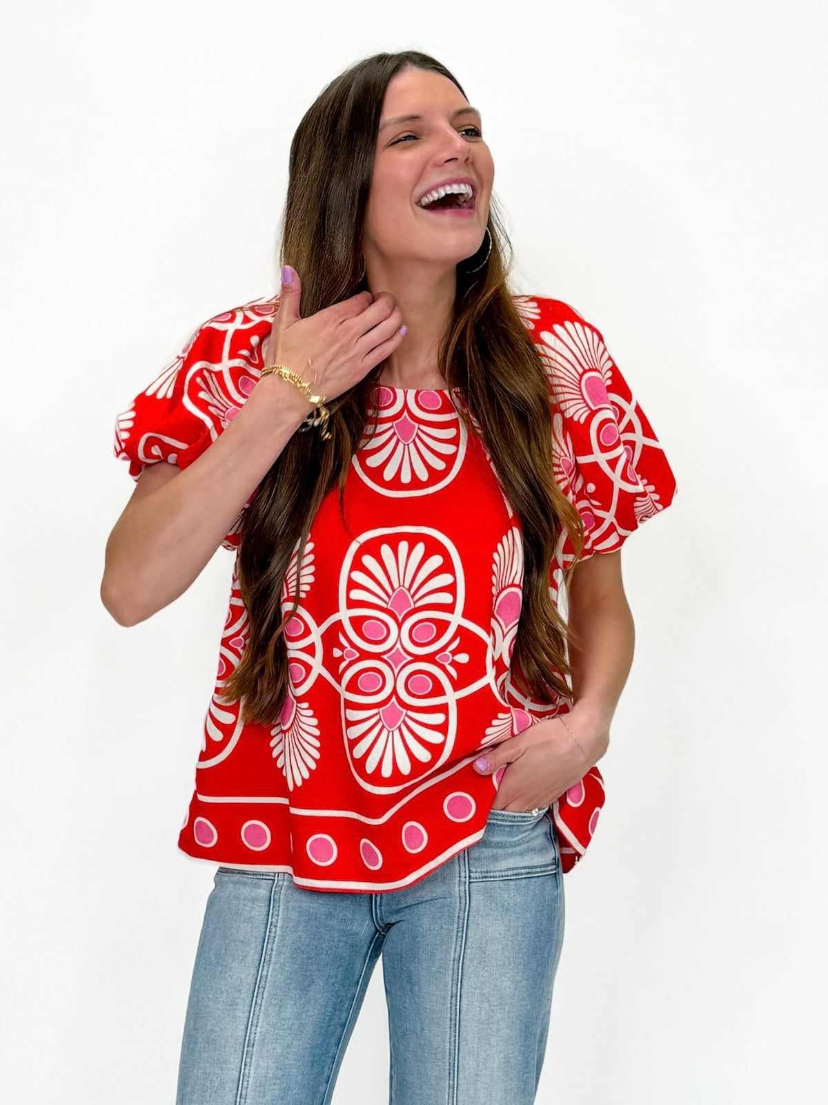 Fiesta Bloom Puff Sleeve Top