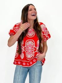 Fiesta Bloom Puff Sleeve Top