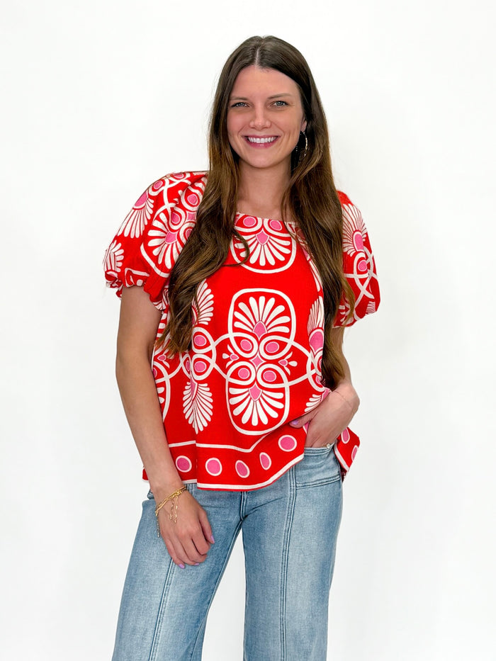 Fiesta Bloom Puff Sleeve Top