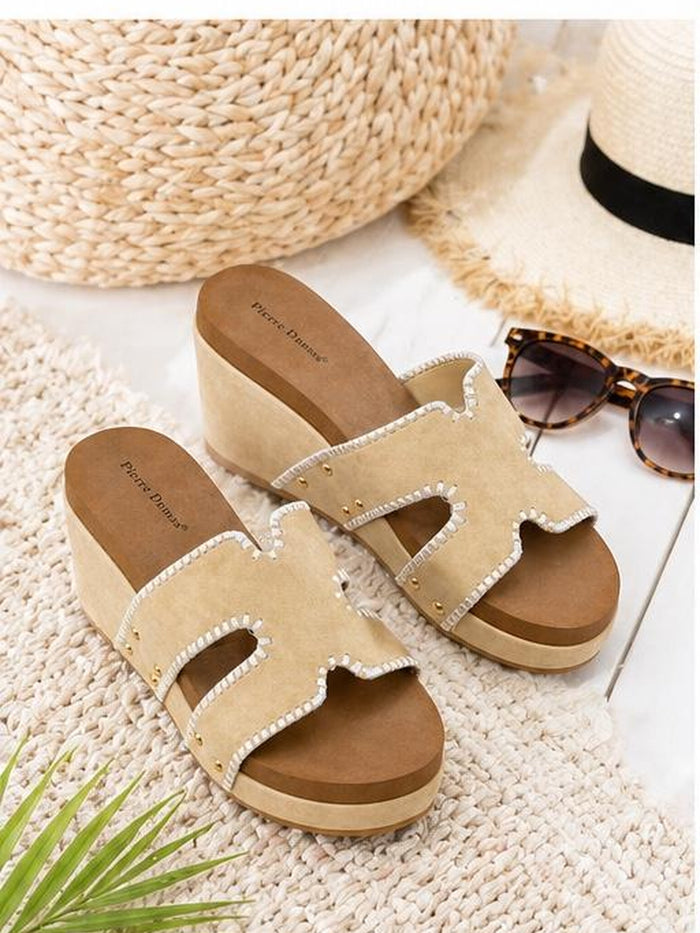 Natural Stitch Platform Slide