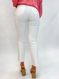 White Risen High Rise Frayed Split Hem Jeans