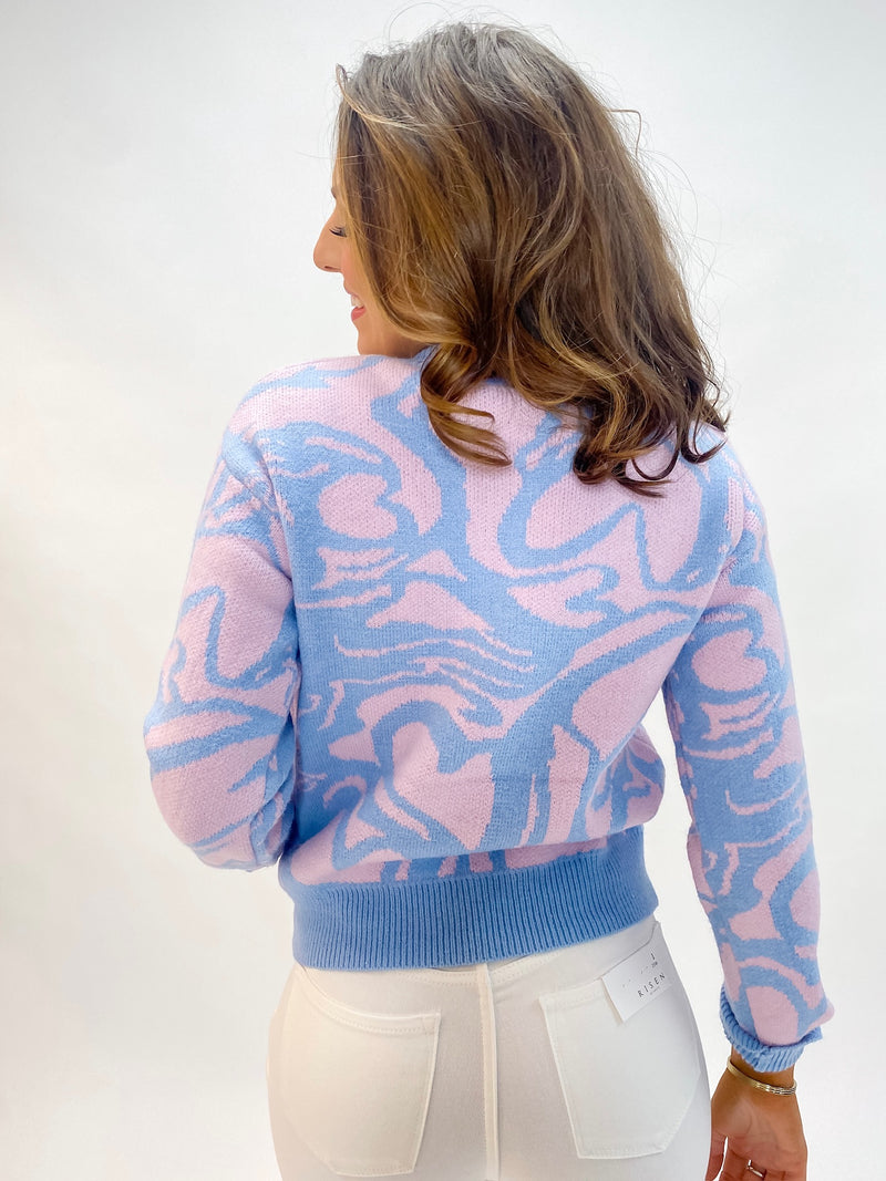 I Love You Forever Pink & Blue Swirl Sweater