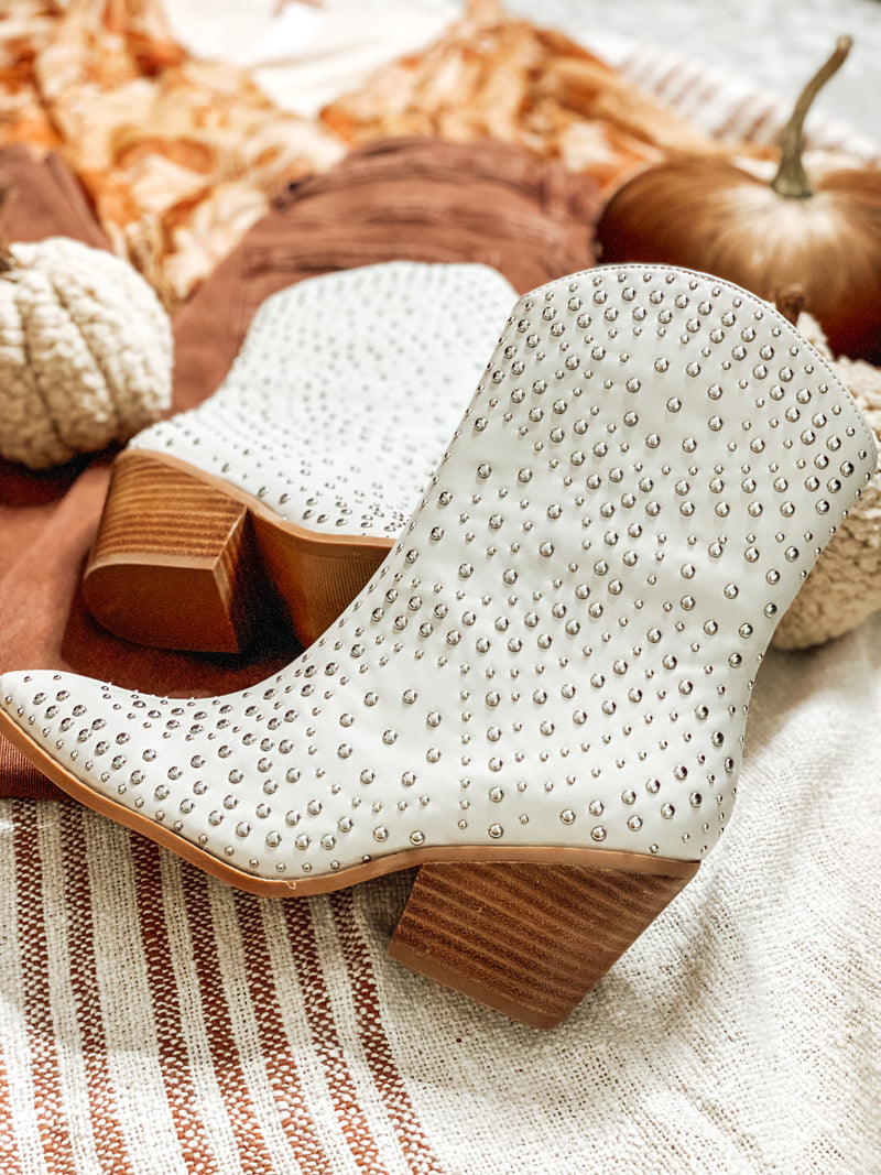 Lowlights Ivory Studded Boots