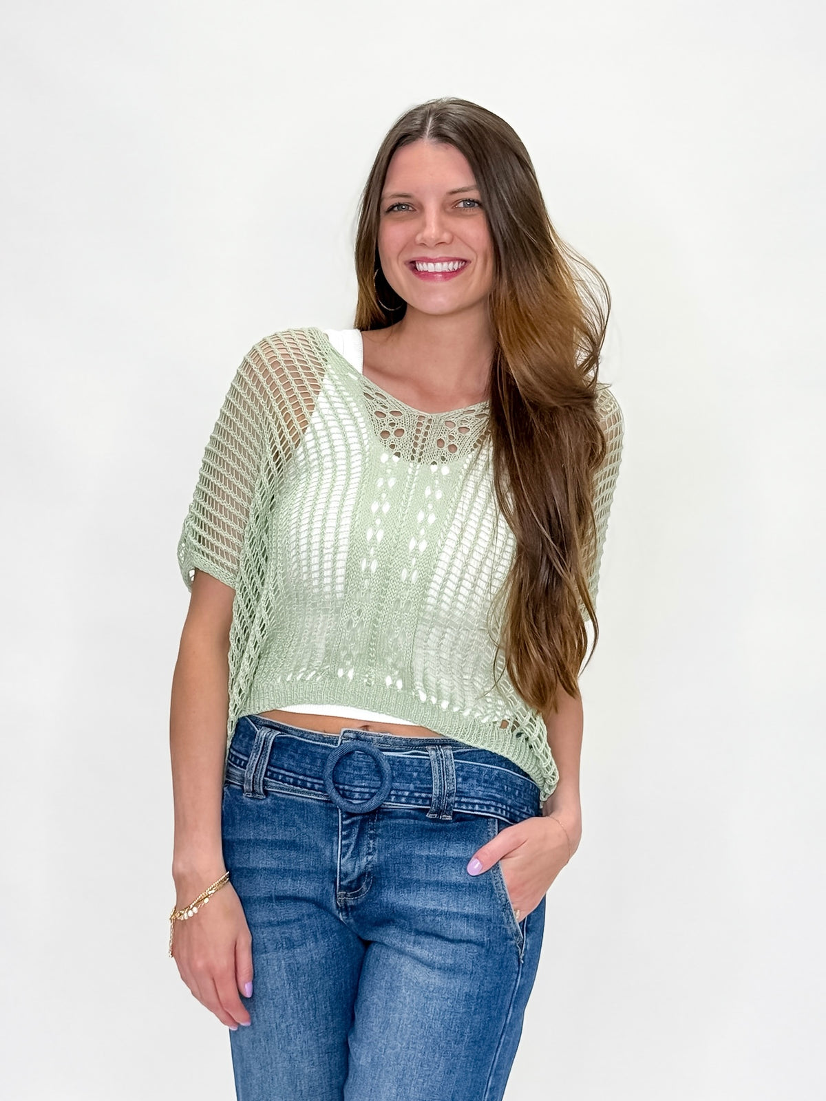 Sunset Glow Knit Top Sage