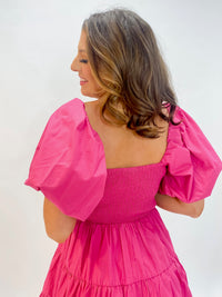 Bright Pink Puff Sleeve Dress