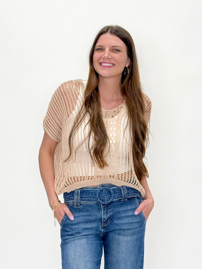 Sunset Glow Open Knit Top