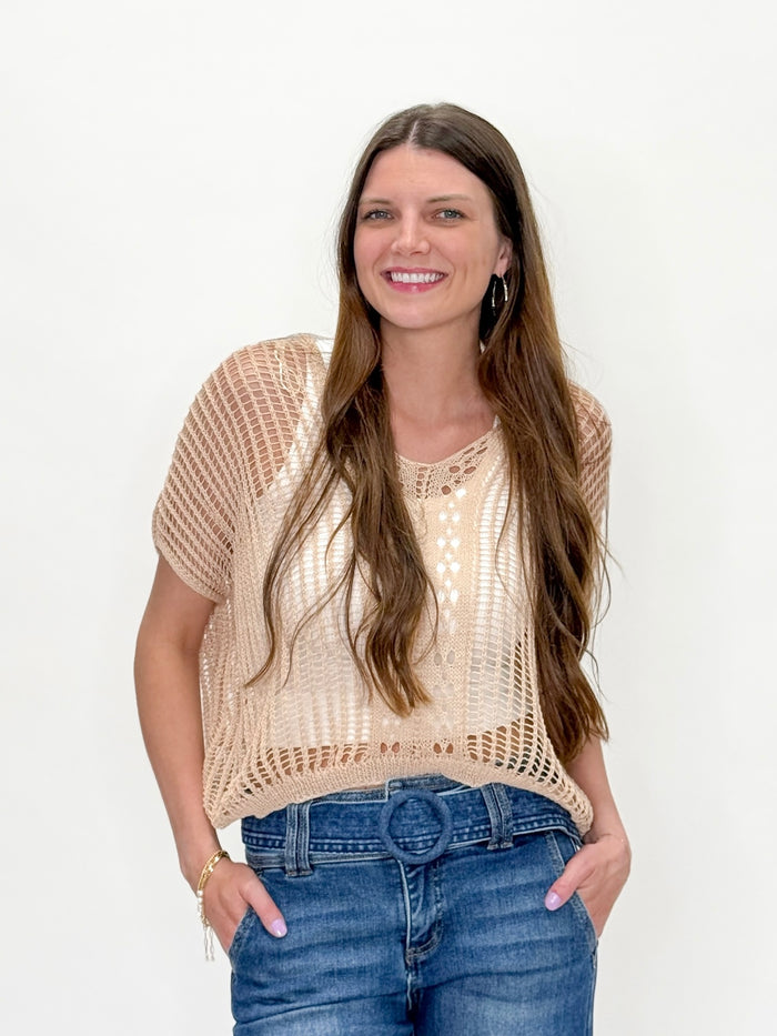 Sunset Glow Open Knit Top