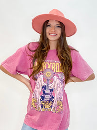 Rock ' N' Roll World Tour Graphic Tee Pink