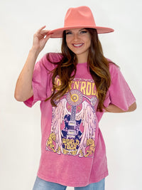 Rock ' N' Roll World Tour Graphic Tee Pink