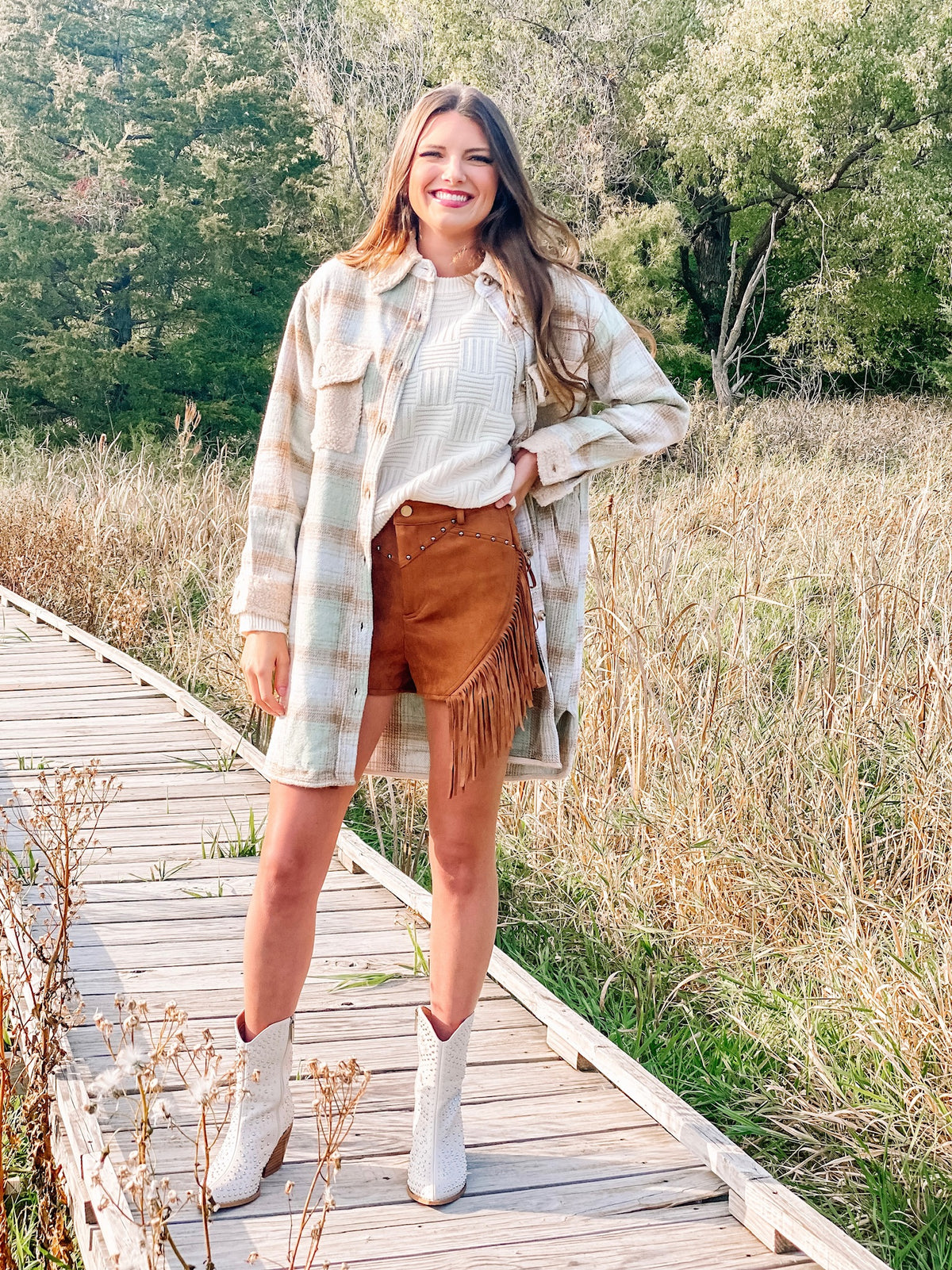Classy and Cozy Sherpa Contrast Flannel Shacket