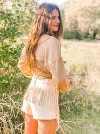 Snuggle Up V-Neck Sweater Top- Mocha