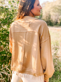Snuggle Up V-Neck Sweater Top- Mocha