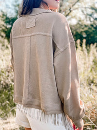 Snuggle Up V-Neck Sweater Top- Mocha
