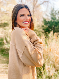 Snuggle Up V-Neck Sweater Top- Mocha