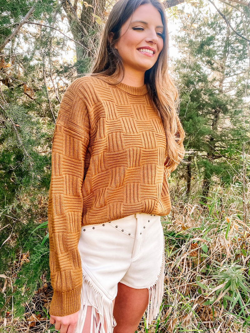 Harvest Season Pullover Sweater Golden Brown