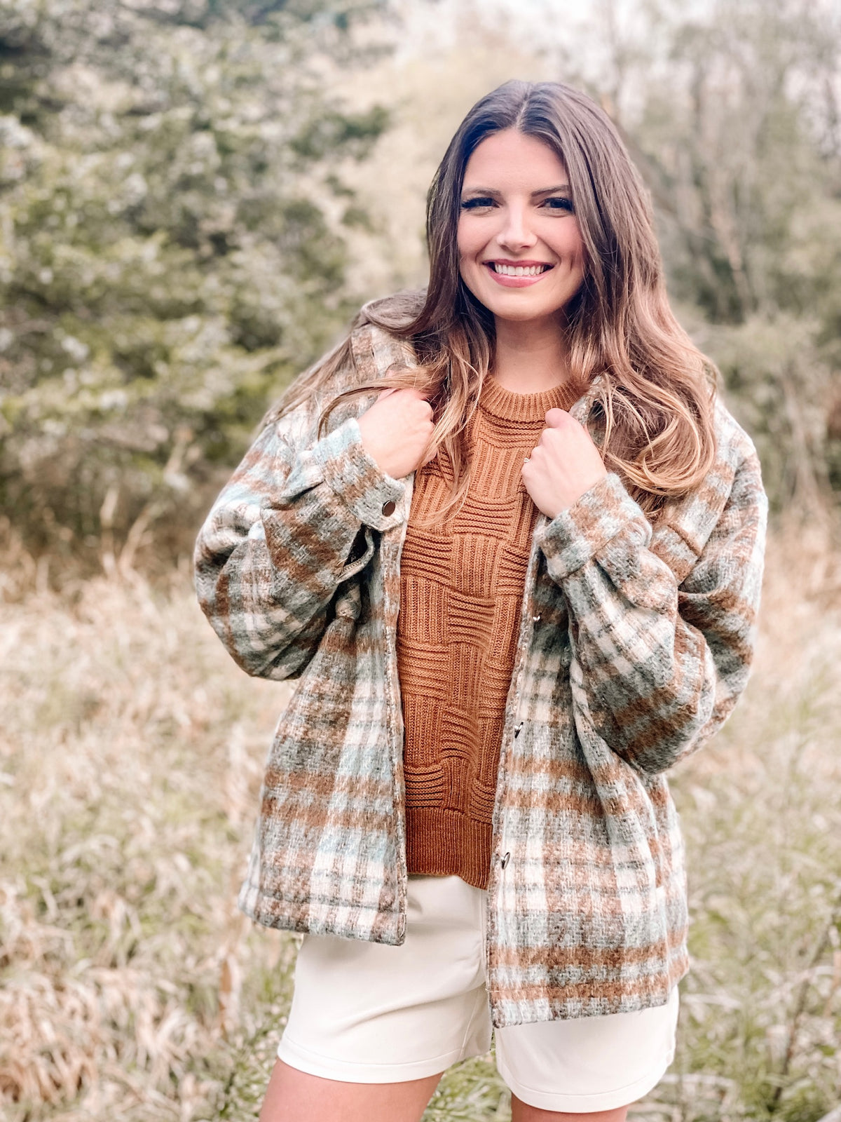 Lake Life In The Fall Blue and Camel Button Front Coat