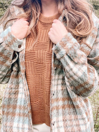 Lake Life In The Fall Blue and Camel Button Front Coat