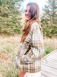 Lake Life In The Fall Blue and Camel Button Front Coat