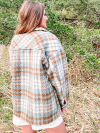 Lake Life In The Fall Blue and Camel Button Front Coat