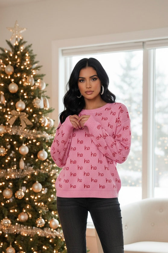 Ho Ho Ho-Pink Sweater