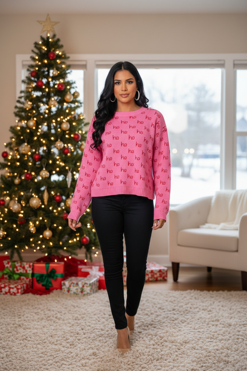 Ho Ho Ho-Pink Sweater